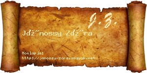 Jánossy Zóra névjegykártya